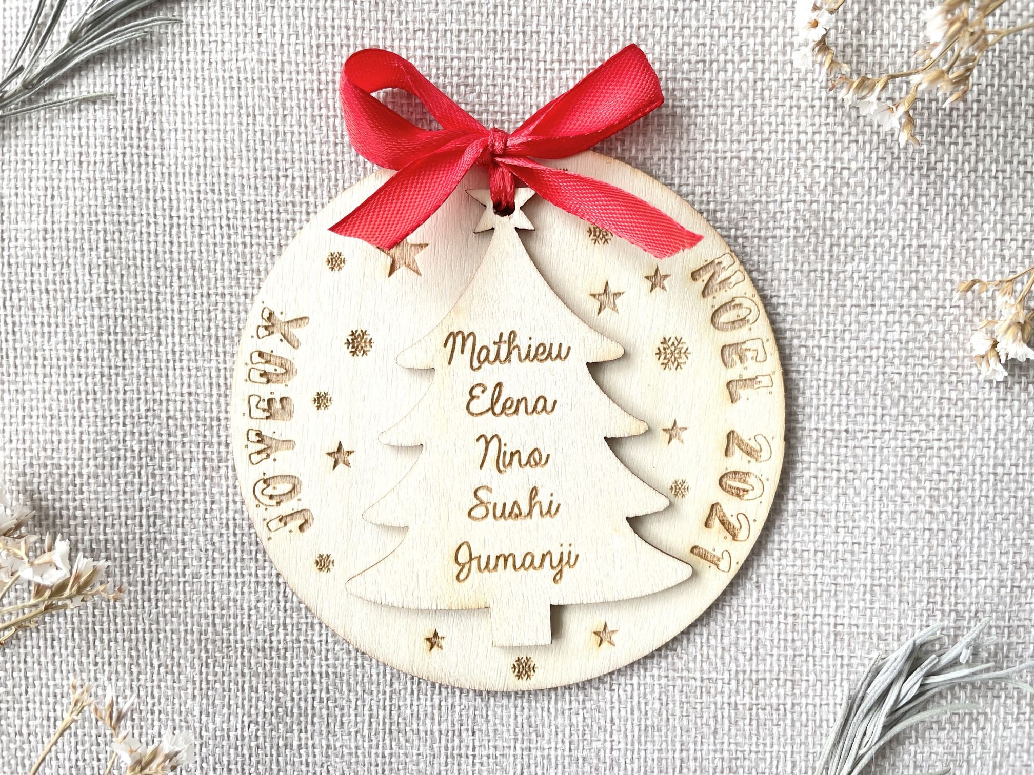 Boule de Noël 3D Xxl en Famille et Bébé - Modèle Sapin Cadeau Naissance Enfant Parents