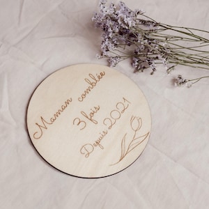 pastille de bois Maman comblée depuis personnalisation fête des mères