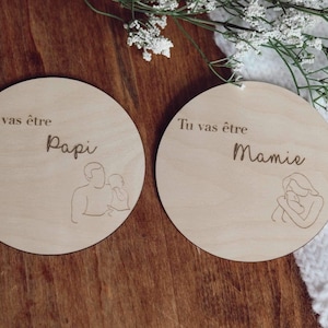 annonce de grossesse, tu vas être mamie,  papi grand-pere,  grand-mere , annonce , pastille de bois,  tu vas être papi
