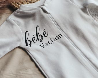 Personalized pregnancy announcement pajamas baby last name original idea future mother