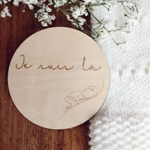 hospital announcement, birth announcement, I'm here, baby coming, wooden lozenge