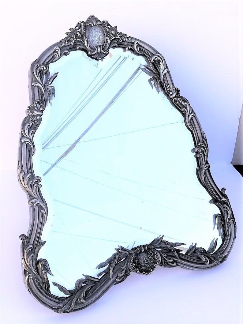 19th C. Silver Mirror by Boin-Taburet Paris France, First Standard .950 19 x 16 image 6
