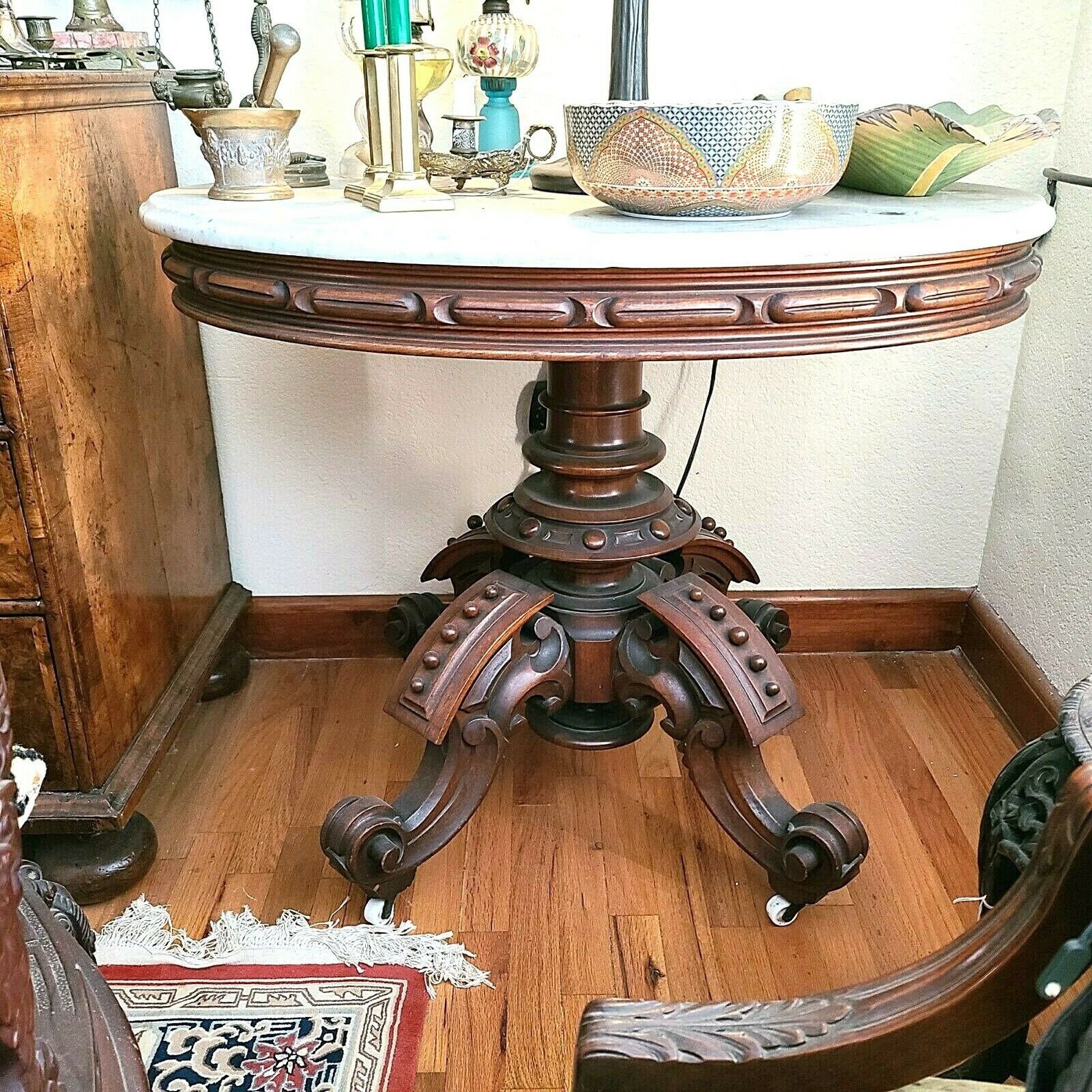 Antique Oval Marble Top Table by Thomas Brooks New York Etsy