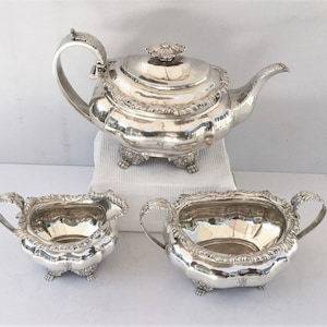 1824-25 English Georgian Period Sterling Silver 3 piece Tea Set by Jos. Angell 1