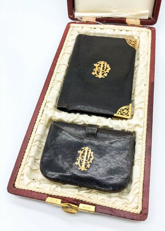 Antique Late 19thc French Leather Wallet and Coin… - image 3