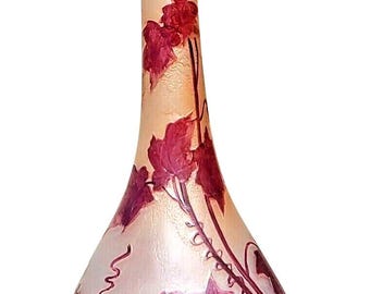 Signed Legras French Art Glass Vase 15.25" Tall, Art Nouveau