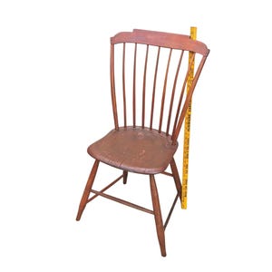 Windsor Chair Original Red Paint Signed Antique