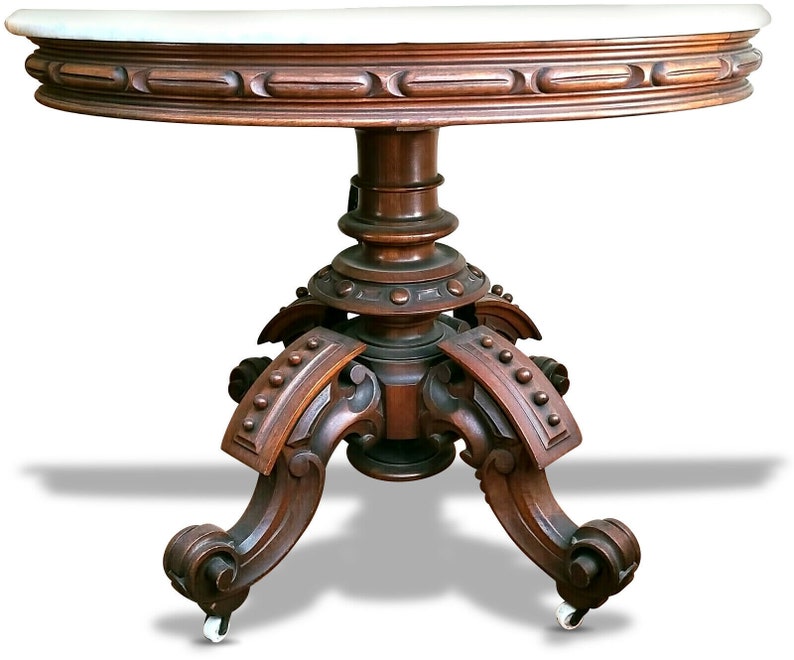 Antique Oval Marble Top Table by Thomas Brooks New York Etsy