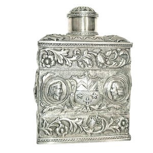 Early 19th c. Silver European Tea Caddy Beautifully Repousse 326 g. Antique