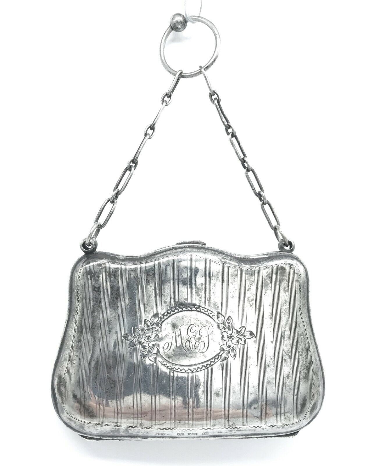 Adie & Lovekin - Antique Silver Card Case in Form of a Purse, Birmingham  1910, Adie and Lovekin