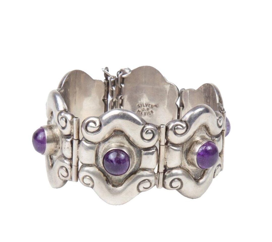 1940s Mexican Silver Stamped Cuff main image 1