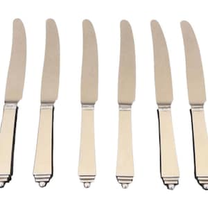 Georg Jensen 10 Piece Fruit Knives Pyramid Sterling Handles 6 1/2&quot;