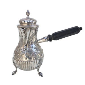 19th C. English Sterling Silver Chocolate Pot w/ Side Handle