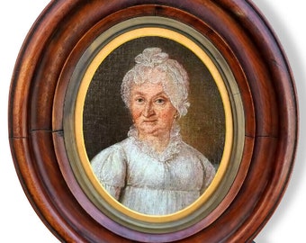 Early American Portrait, c.1830s, Original Frame, New England, American Unsigned