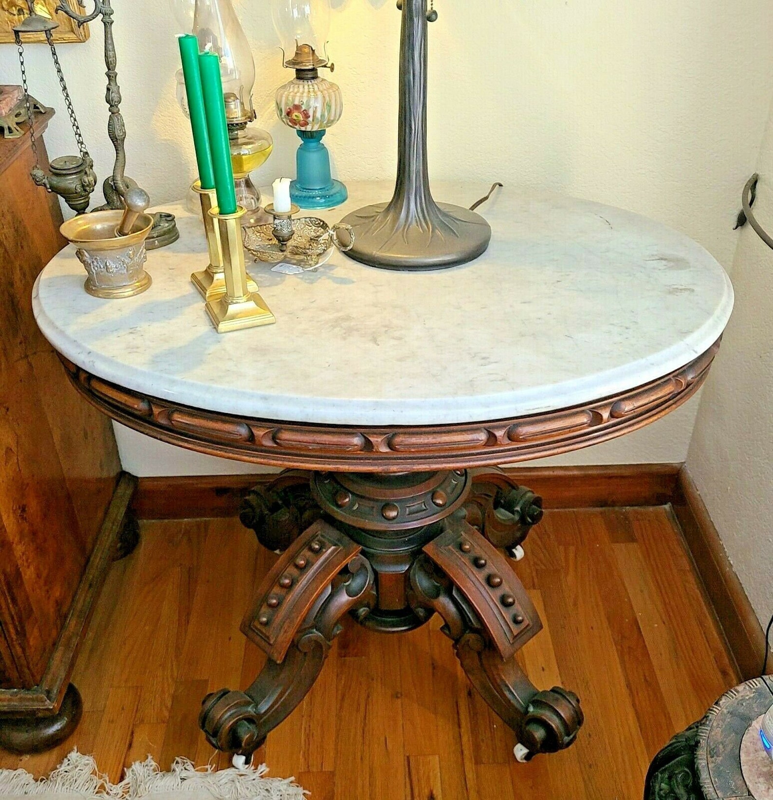 Antique Oval Marble Top Table by Thomas Brooks New York Etsy