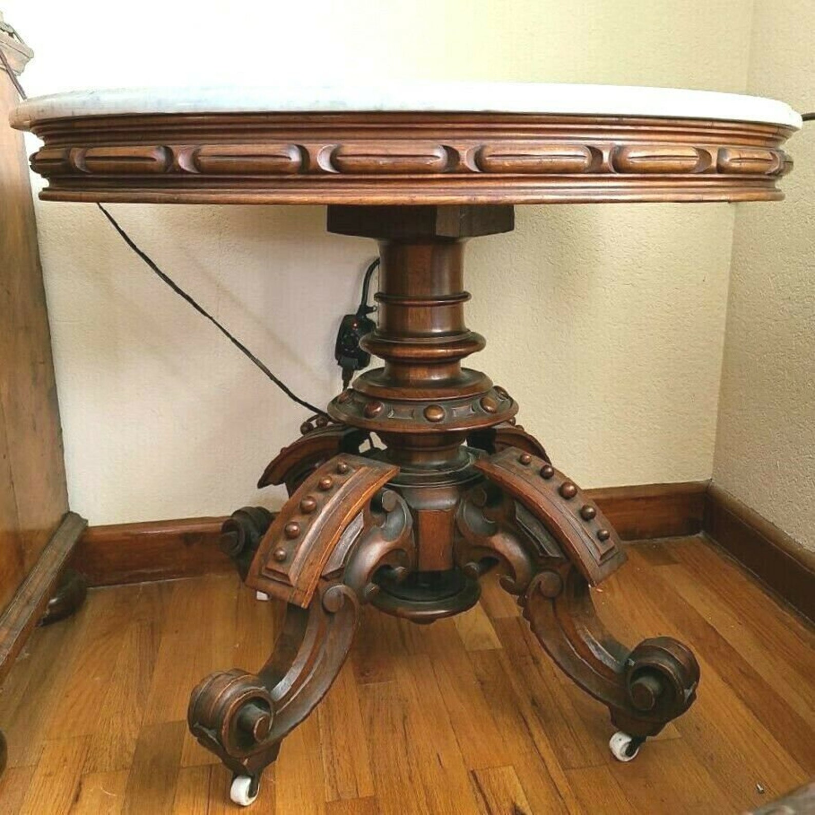 Antique Oval Marble Top Table by Thomas Brooks New York Etsy