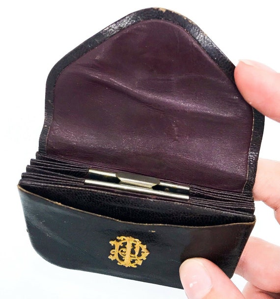 Antique Late 19thc French Leather Wallet and Coin… - image 10