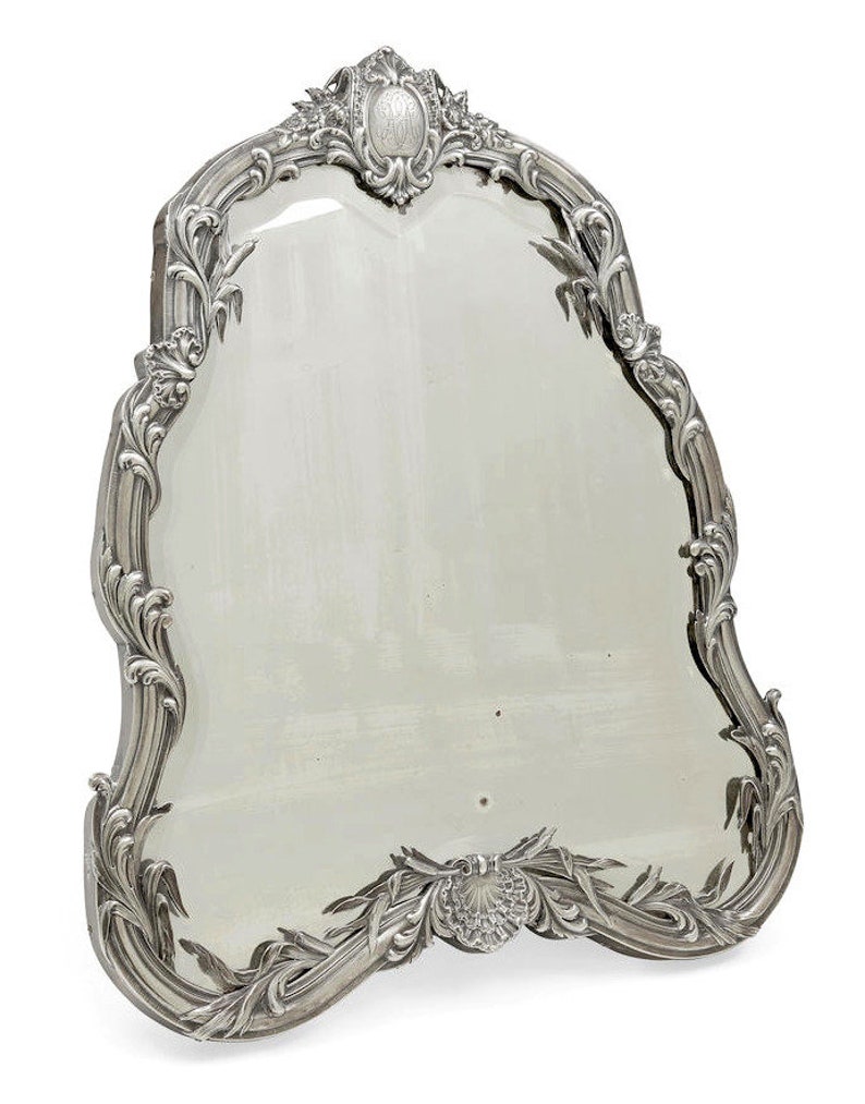 19th C. Silver Mirror by Boin-Taburet Paris France, First Standard .950 19 x 16 image 1