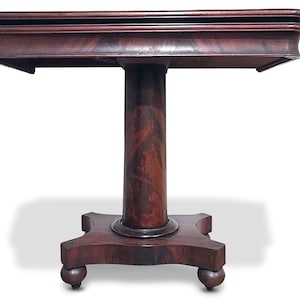 c.1840 American Empire Mahogany Game Table, Console, Attributed to John Hall
