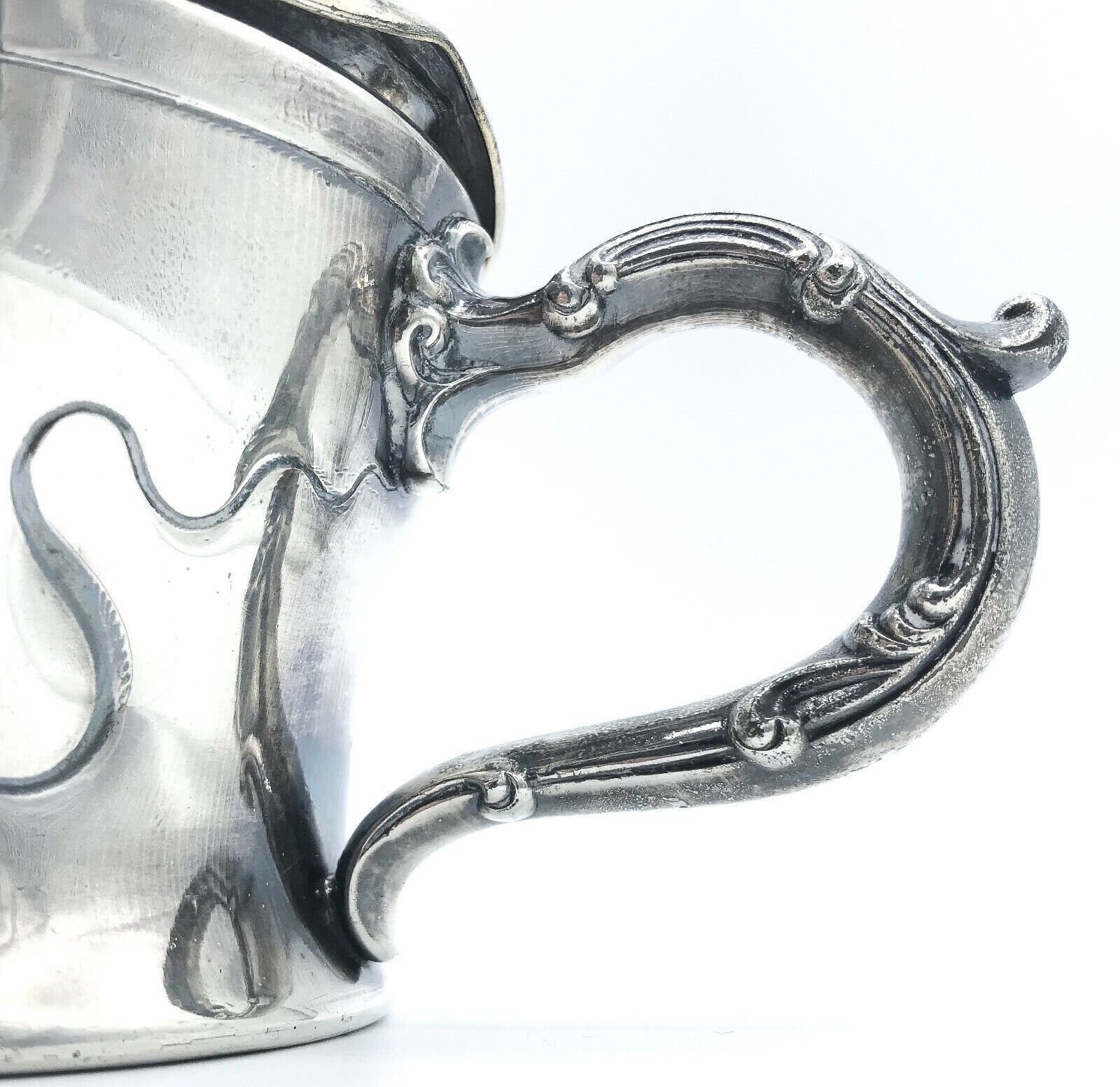 Art Nouveau Derby Silver Co. Cup Shaving Set, Straight Razor and Brush