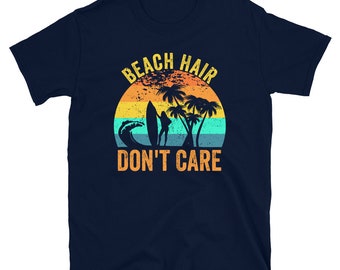 Strandhår, bryr sig inte, surfflicka-t-shirt
