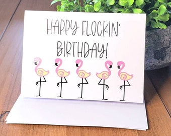 Flamingo Birthday Card wife funny,  Funny greeting cards blank, 50th birthday card for women, flamingo card for best friend, bird lover card