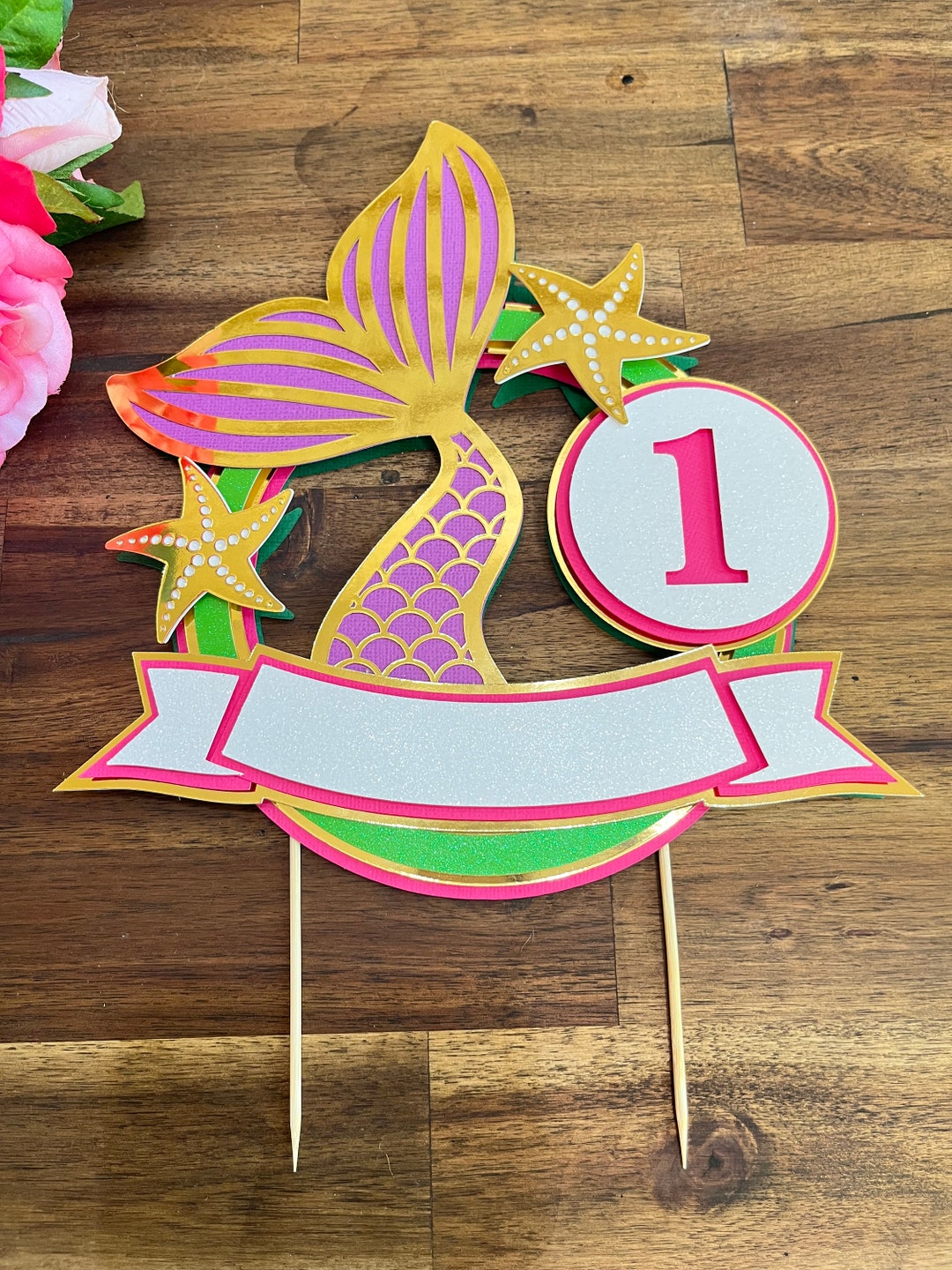 Mermaid Cake Topper SVG File, Layered Design (digital Download) - Etsy ...