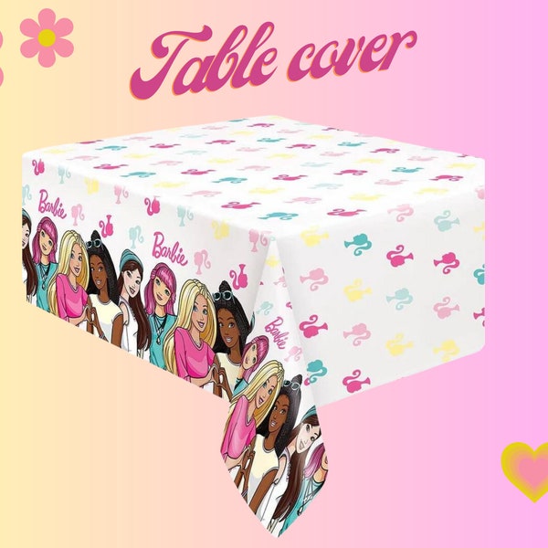 Doll and Friends Rectangular Plastic Table Cover Birthday Tableware 54 inch X 84 inch Party Supplies