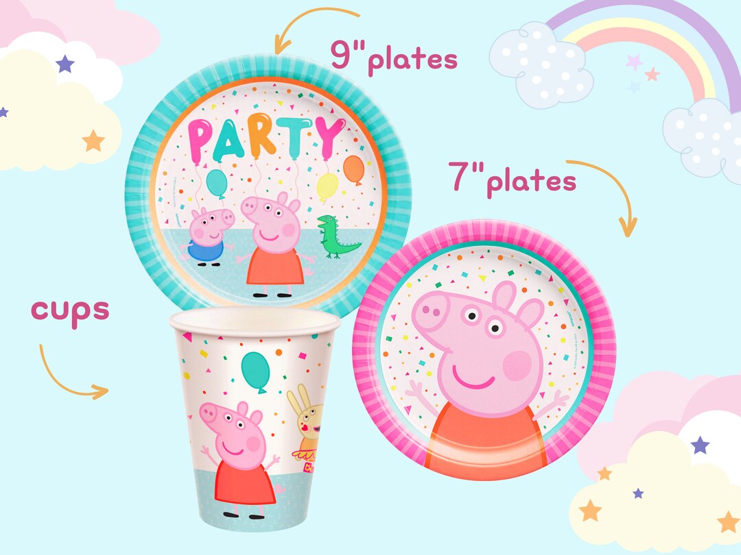 Peppa Pig Party Plates Peppa Pig Paper Cups Party Decor - Etsy