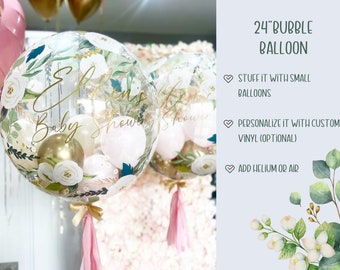 Bridal Floral Bubble Balloon Custom Bubble Balloon Clear 24” Bubble Balloon for bridal Shower Weddings