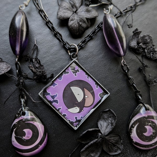 Pokemon Gastly Necklace Earring Set