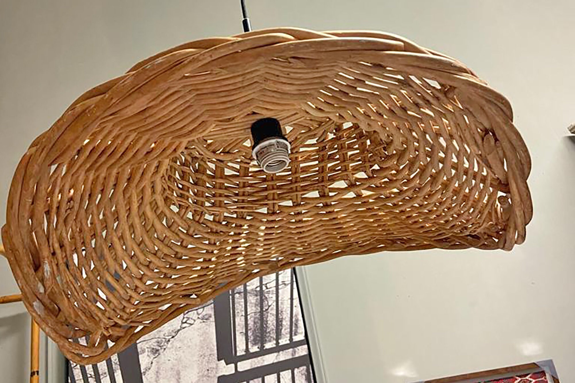 Unique Wicker Basket Chandelier Etsy