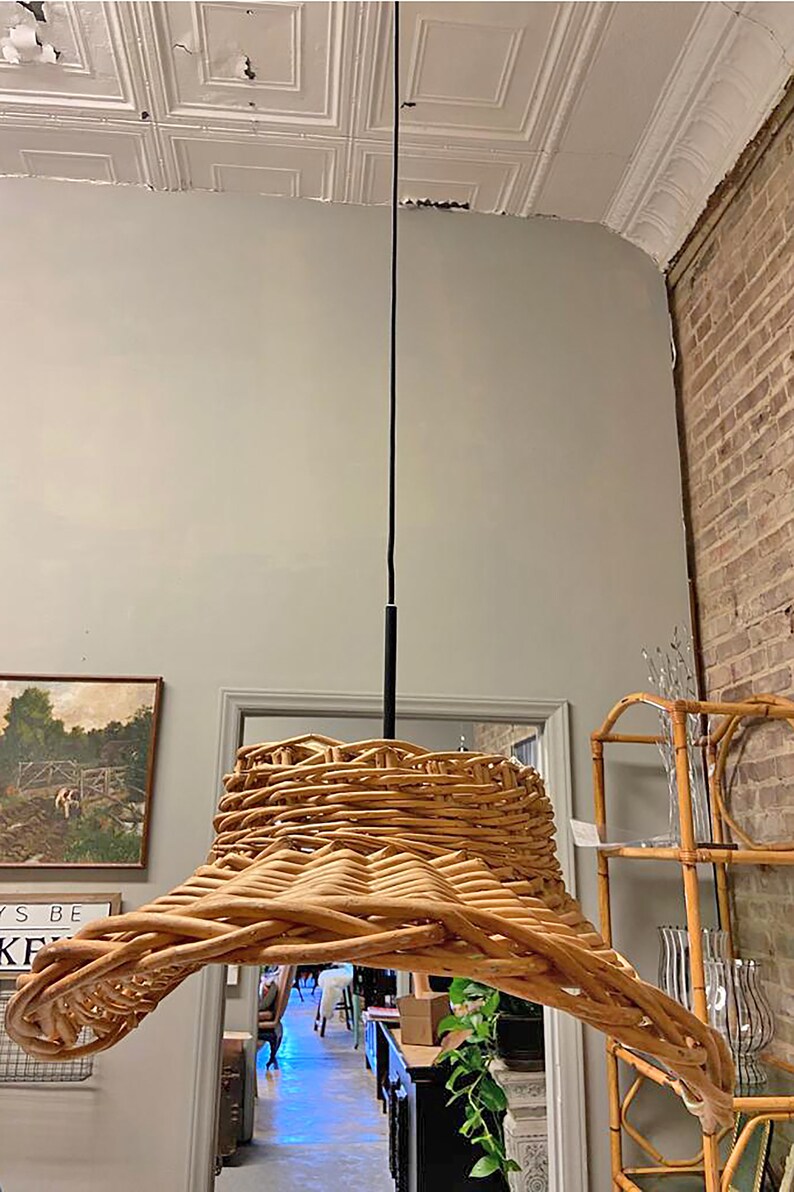 Unique Wicker Basket Chandelier Etsy