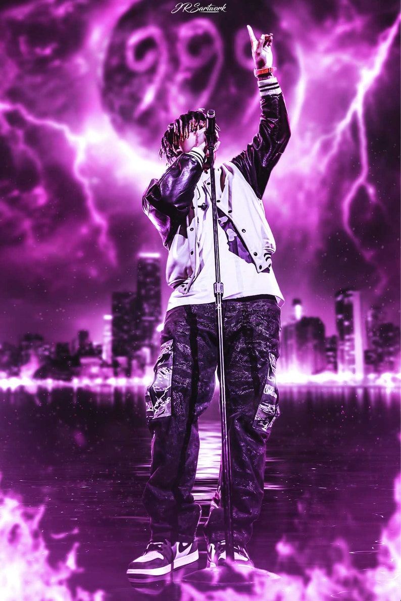 Juice Wrld '999' Neon Pink Poster Etsy