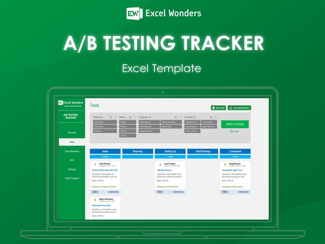 A/B Testing Tracker Excel Template | A/B Testing Marketing, UX UI ...