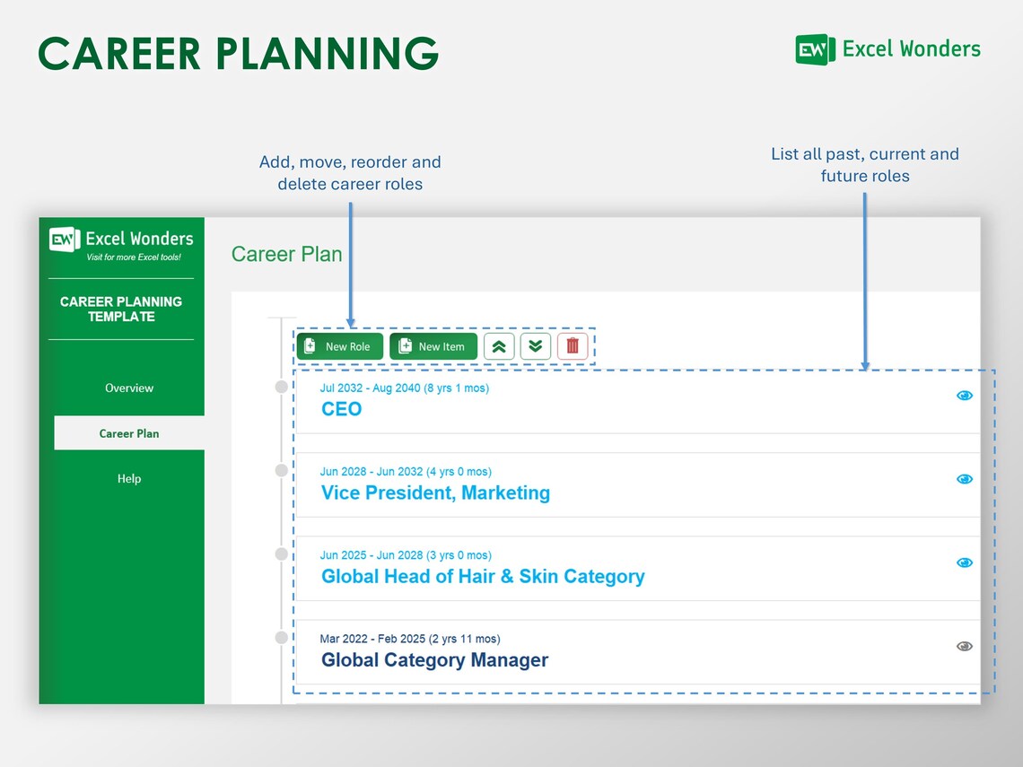 Career Planning Excel Template | Professional Career Path Guide ...