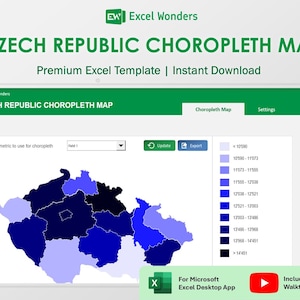 Czech Republic Heat Map Excel Template | Choropleth Data Visualization for Analysts (Digital Download)