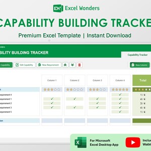 Planilha de Acompanhamento do Desenvolvimento de Funcionários em Excel | Ferramenta de Desenvolvimento Organizacional para RH e Capacidade da Equipe (Download Digital)