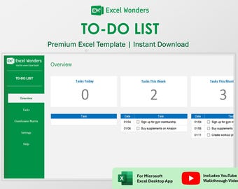 To-Do List Excel Template: Task Organizer (Instant Download)