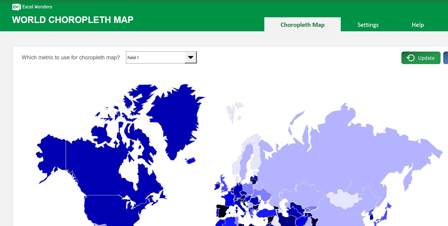 World Choropleth Map Excel Template | Data Visualization Tool for ...