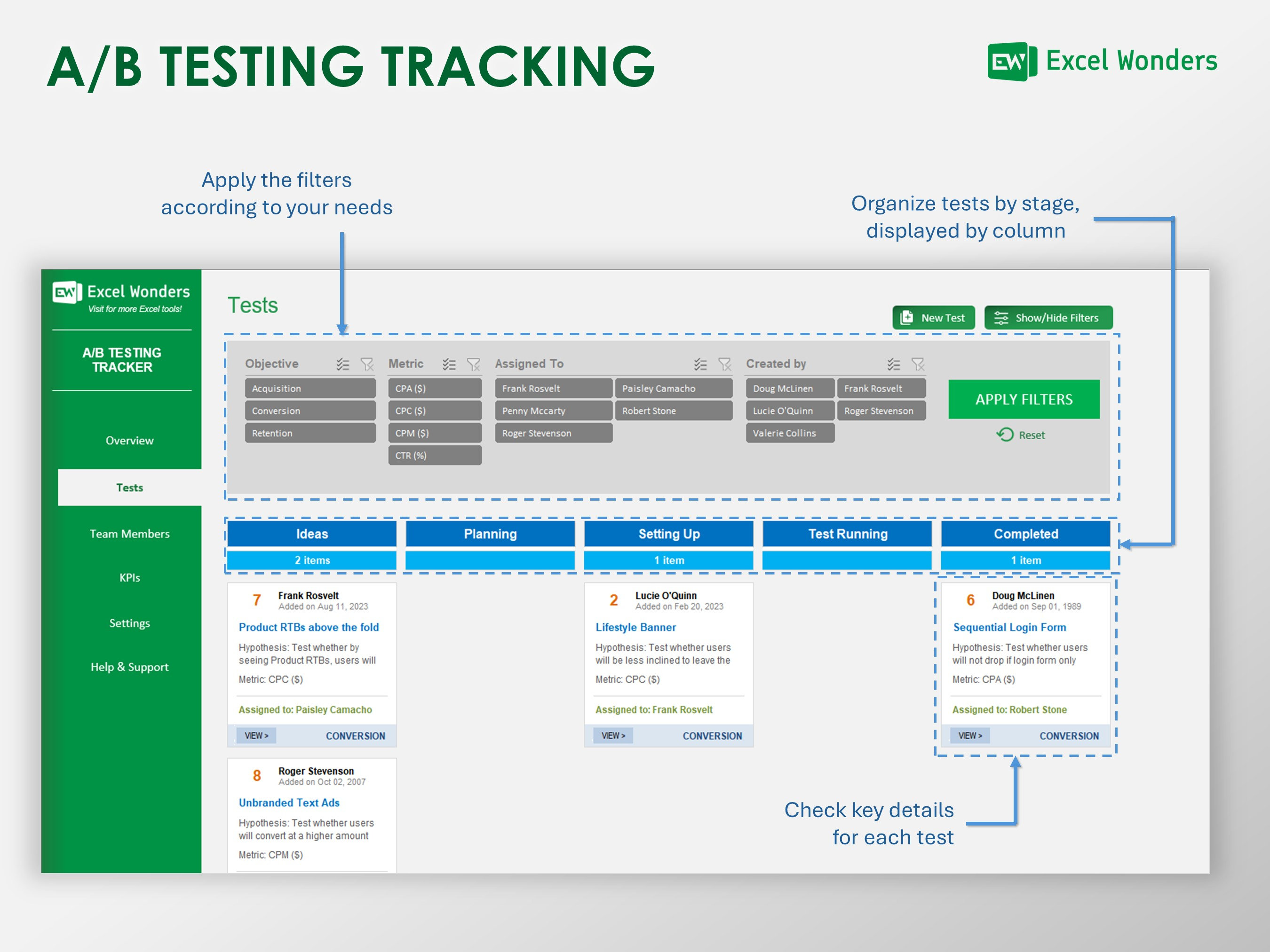 A/B Testing Tracker Excel Template | A/B Testing Marketing, UX UI ...