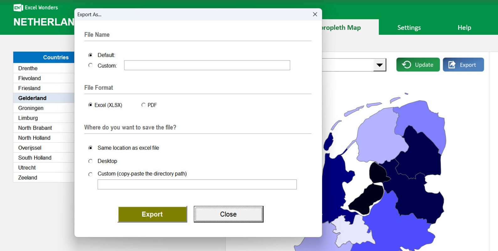 Netherlands Postcode Map Excel Template | Color-coded Choropleth for ...