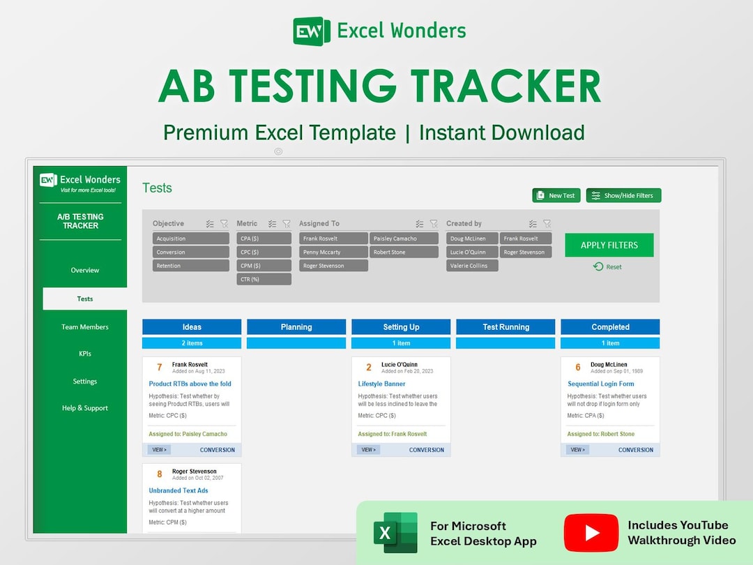 A/B Testing Excel Template | Conversion Rate Optimization & Marketing ...