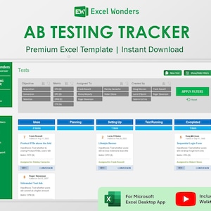 Plantilla de Excel para pruebas A/B / Optimización de la tasa de conversión y marketing (Descarga digital)