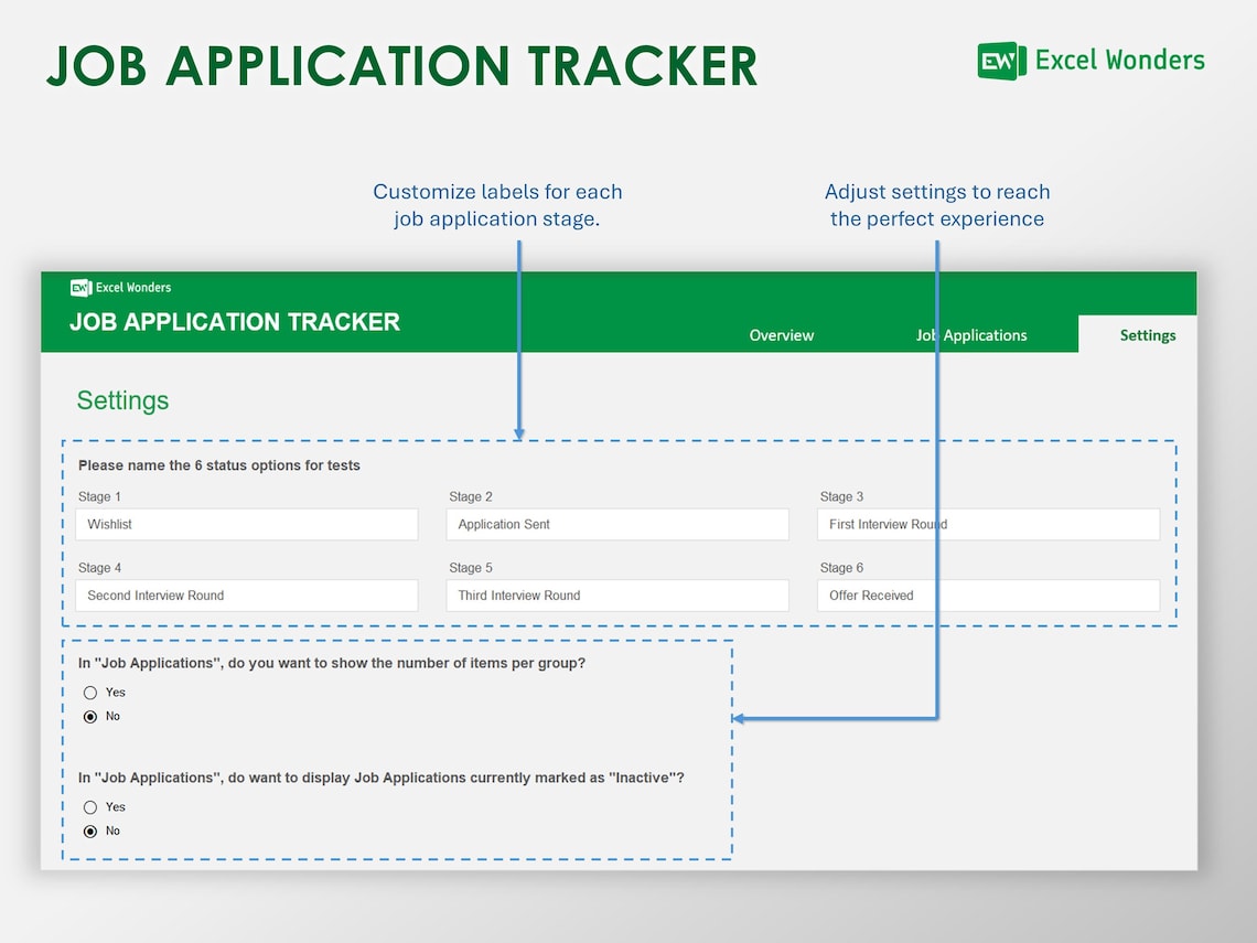 Job Application Tracker Excel Template Job Application Organizer