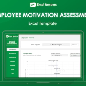 Plantilla de Excel para evaluar la motivación de los empleados / Herramienta de Excel para evaluar la motivación en el lugar de trabajo y en equipo, Seguimiento del reconocimiento de los empleados, Herramienta para pequeñas empresas