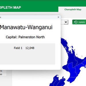 New Zealand Choropleth Map Excel Template | Interactive Color-coded New ...