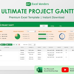 Ultimative Gantt-Diagramm Vorlage | Projekt-Timeline & Aufgabenplaner für Leitern (Digitaler Download)