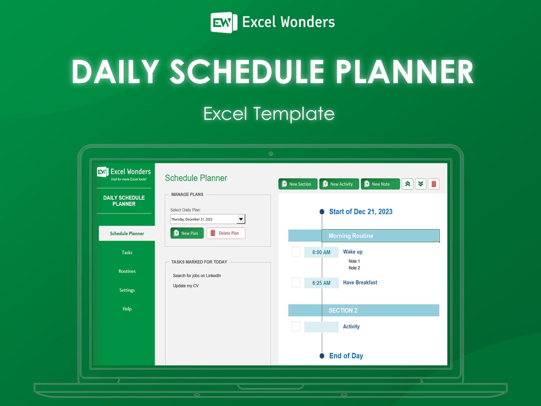 Daily Schedule Planner Excel Template