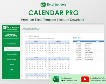Kalendarz Excel 2026 | Szablon planera z możliwością dostosowania | Planer dzienny, tygodniowy, miesięczny (wersja cyfrowa do pobrania)